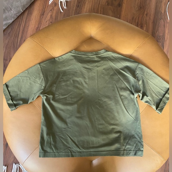Eileen Fisher Basic Cuffed Crew Cotton Tee Shirt Top Olive Green Size XXS - Picture 4 of 5